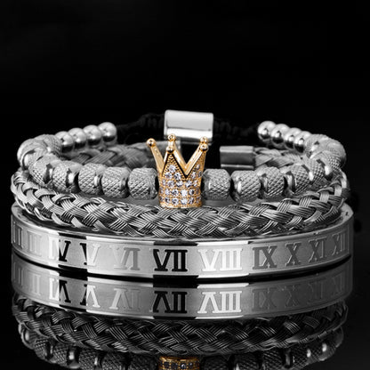 Luxury Micro Pave Cz Crown Roman Royal Charm Men Bracelets Stainless Angelwarriorfitness.com