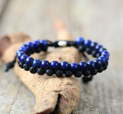Men Bracelet Matte Onyx Black Cord Steampunk Angelwarriorfitness.com