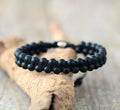 Men Bracelet Matte Onyx Black Cord Steampunk Angelwarriorfitness.com