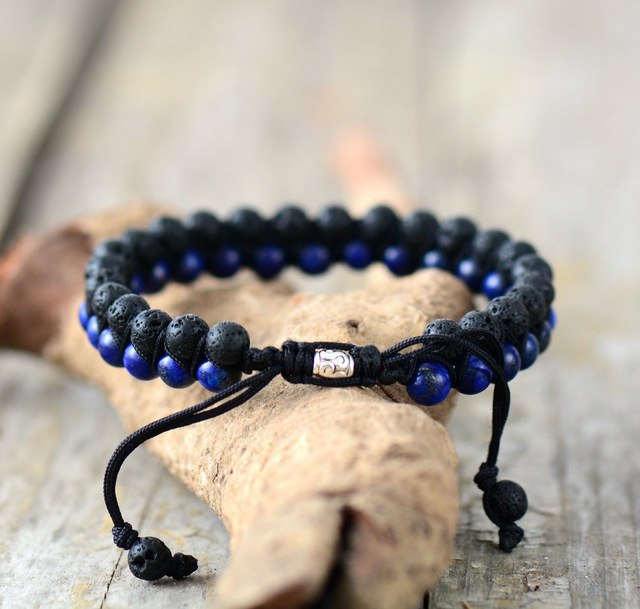 Men Bracelet Matte Onyx Black Cord Steampunk Angelwarriorfitness.com