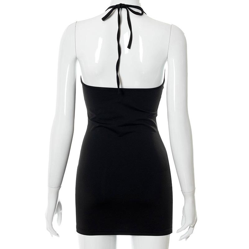 Solid Cut Out Metal Ring Ties Bodycon Dress Angelwarriorfitness.com