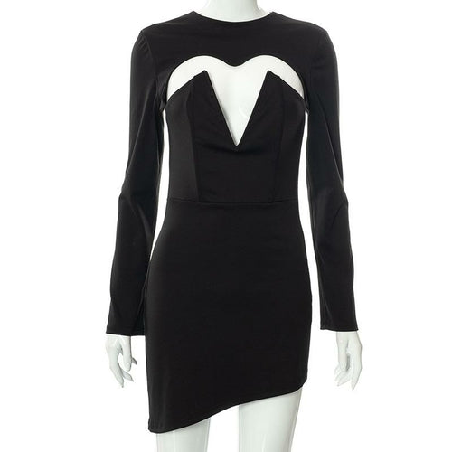 Women's Sexy Long Sleeve Cut Out Bodycon  Party Club Mini Dress Angelwarriorfitness.com