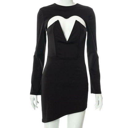 Women's Sexy Long Sleeve Cut Out Bodycon  Party Club Mini Dress Angelwarriorfitness.com
