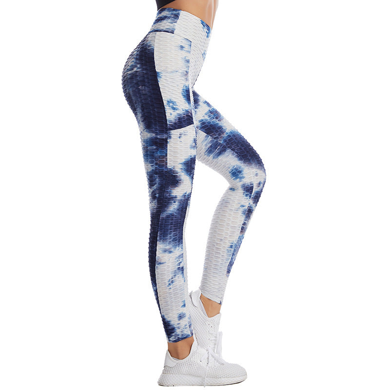 hot selling sports fitness women tie dyed yoga clothes jacquard side stitched Pocket Yoga Pants Angelwarriorfitness.com