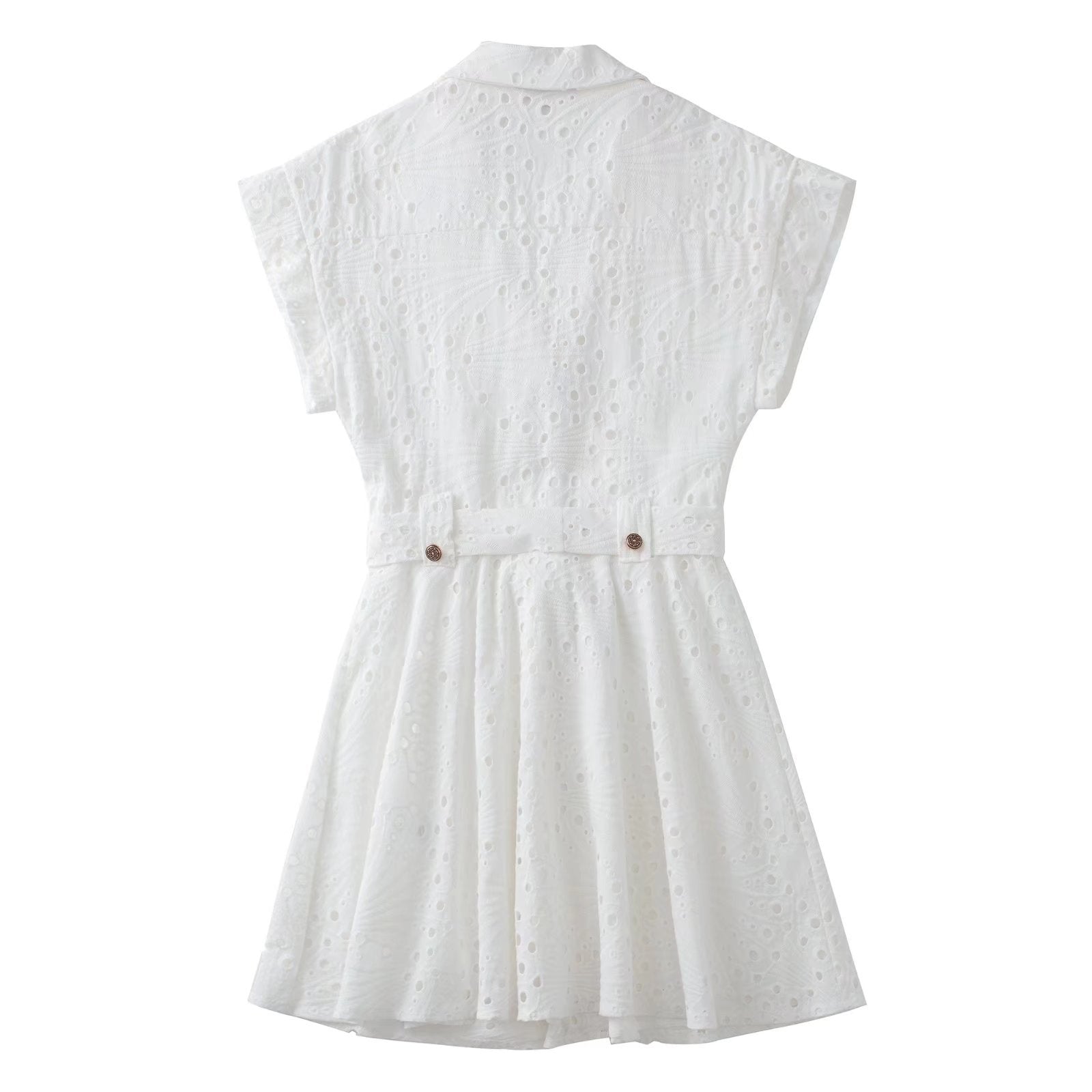 SHIRT DRESS CUTWORK EMBROIDERY White Summer Dress Angelwarriorfitness.com