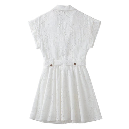 SHIRT DRESS CUTWORK EMBROIDERY White Summer Dress Angelwarriorfitness.com