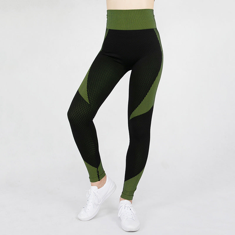 Sports tights  hip lifting stripe high elastic seamless Yoga Pants women's sports Pao yoga clothes pants Angelwarriorfitness.com