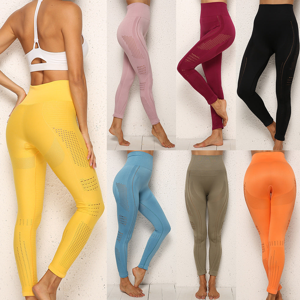 New sportswear, women's yoga clothes, leisure beauty, hollowed out hip lifting tights, outdoor fitness clothes Angelwarriorfitness.com