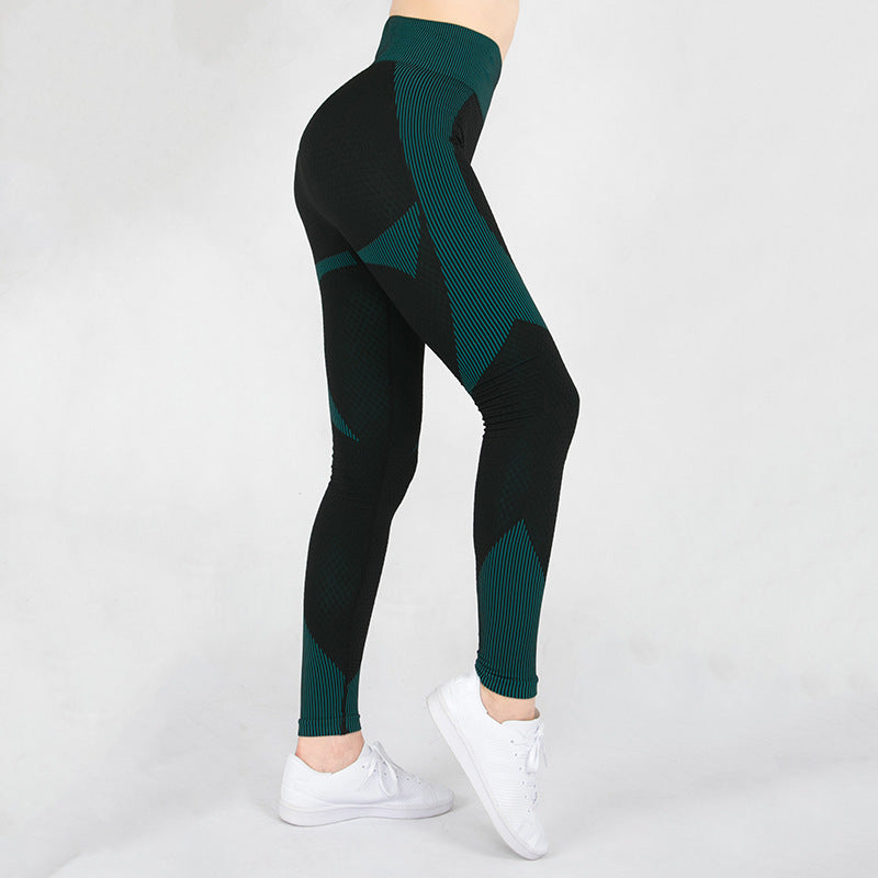 Sports tights  hip lifting stripe high elastic seamless Yoga Pants women's sports Pao yoga clothes pants Angelwarriorfitness.com