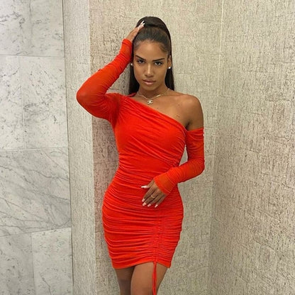 one shoulder long sleeve bodycon Angelwarriorfitness.com