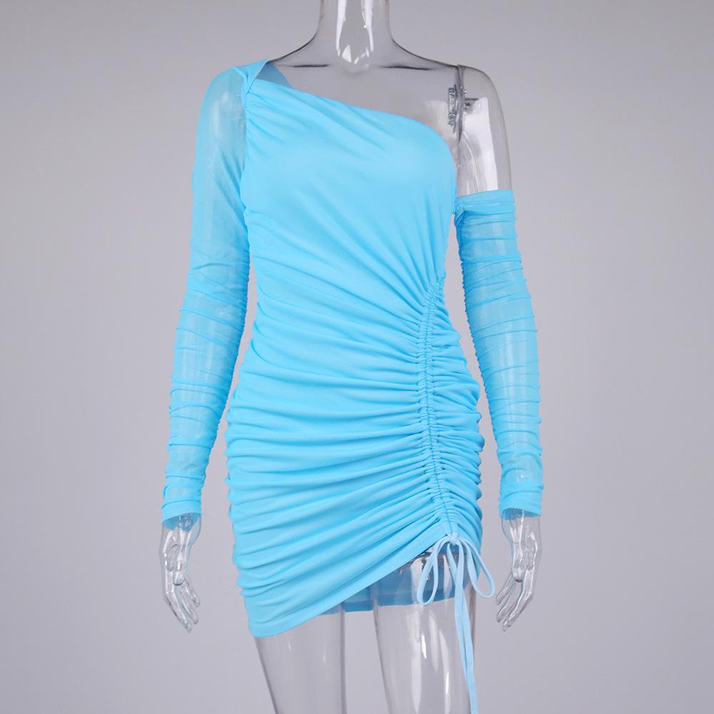 one shoulder long sleeve bodycon Angelwarriorfitness.com