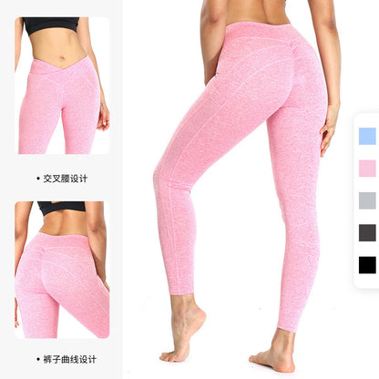 new mixed multi-color yoga sports fitness sexy hip lifting bottom g nine point pants women Angelwarriorfitness.com