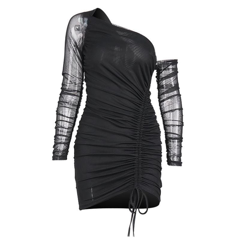 one shoulder long sleeve bodycon Angelwarriorfitness.com