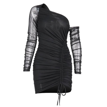 one shoulder long sleeve bodycon Angelwarriorfitness.com