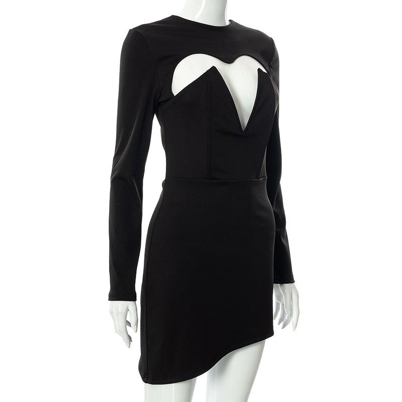 Women's Sexy Long Sleeve Cut Out Bodycon  Party Club Mini Dress Angelwarriorfitness.com