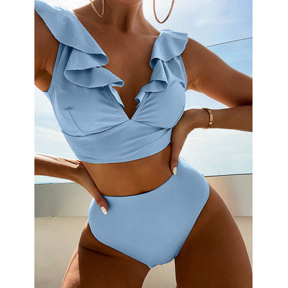 Ruffle Bikini High Waist Swimsuit Push Up Bikinis Angelwarriorfitness.com