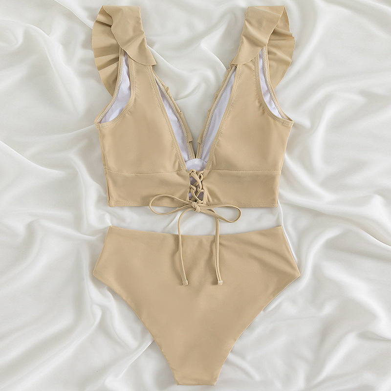 Ruffle Bikini High Waist Swimsuit Push Up Bikinis Angelwarriorfitness.com