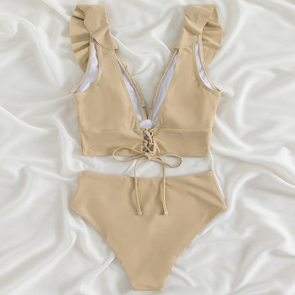 Ruffle Bikini High Waist Swimsuit Push Up Bikinis Angelwarriorfitness.com