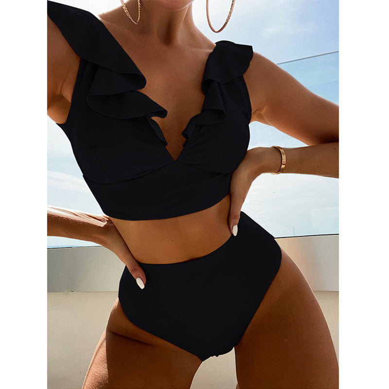 Ruffle Bikini High Waist Swimsuit Push Up Bikinis Angelwarriorfitness.com