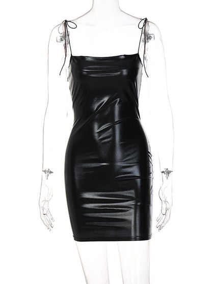 Lace up Backless Silky Spaghetti Strap Bodycon Mini Dress Angelwarriorfitness.com