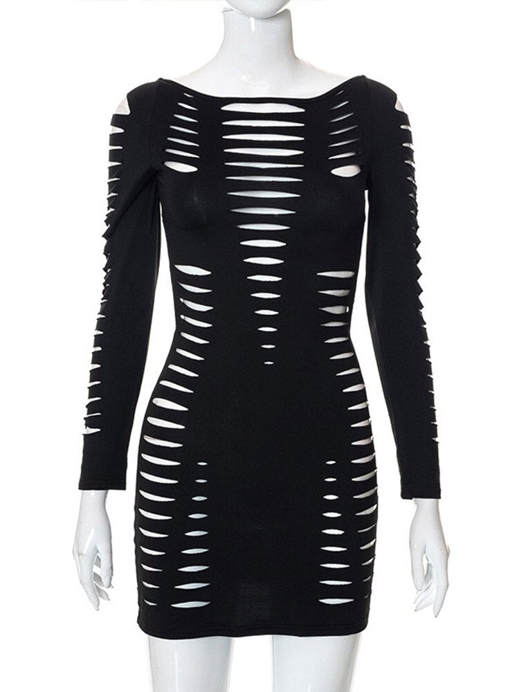 Sexy Hollow Out Dress Bodycon Backless Mini Dress Angelwarriorfitness.com