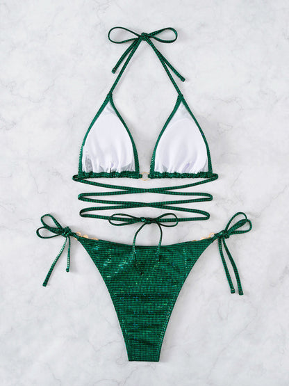 Criss Cross Bandage Woman Swimsuit Thong Bikini Angelwarriorfitness.com