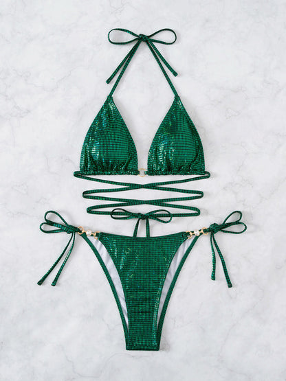 Criss Cross Bandage Woman Swimsuit Thong Bikini Angelwarriorfitness.com