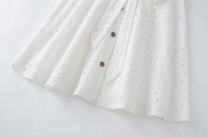 SHIRT DRESS CUTWORK EMBROIDERY White Summer Dress Angelwarriorfitness.com