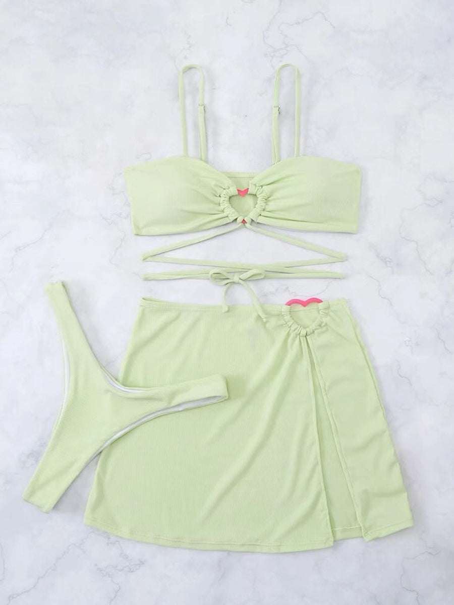 Thong Biquini 3 Piece Swimsuit Love Ring Beach Dress String Bikini Angelwarriorfitness.com