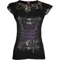 WAISTED CORSET - Lace Layered Cap Sleeve Top Black Angelwarriorfitness.com