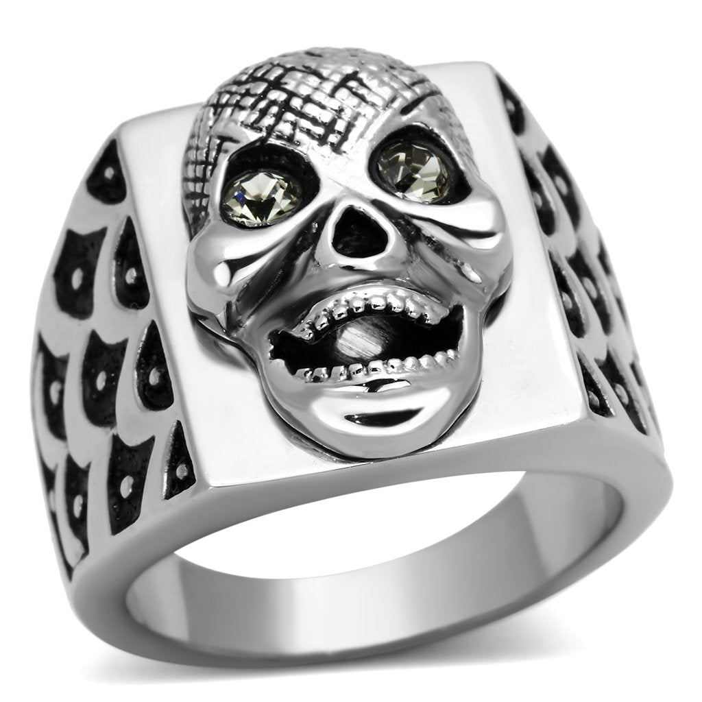 Mens Silver Block ring Happy Skull Angelwarriorfitness.com