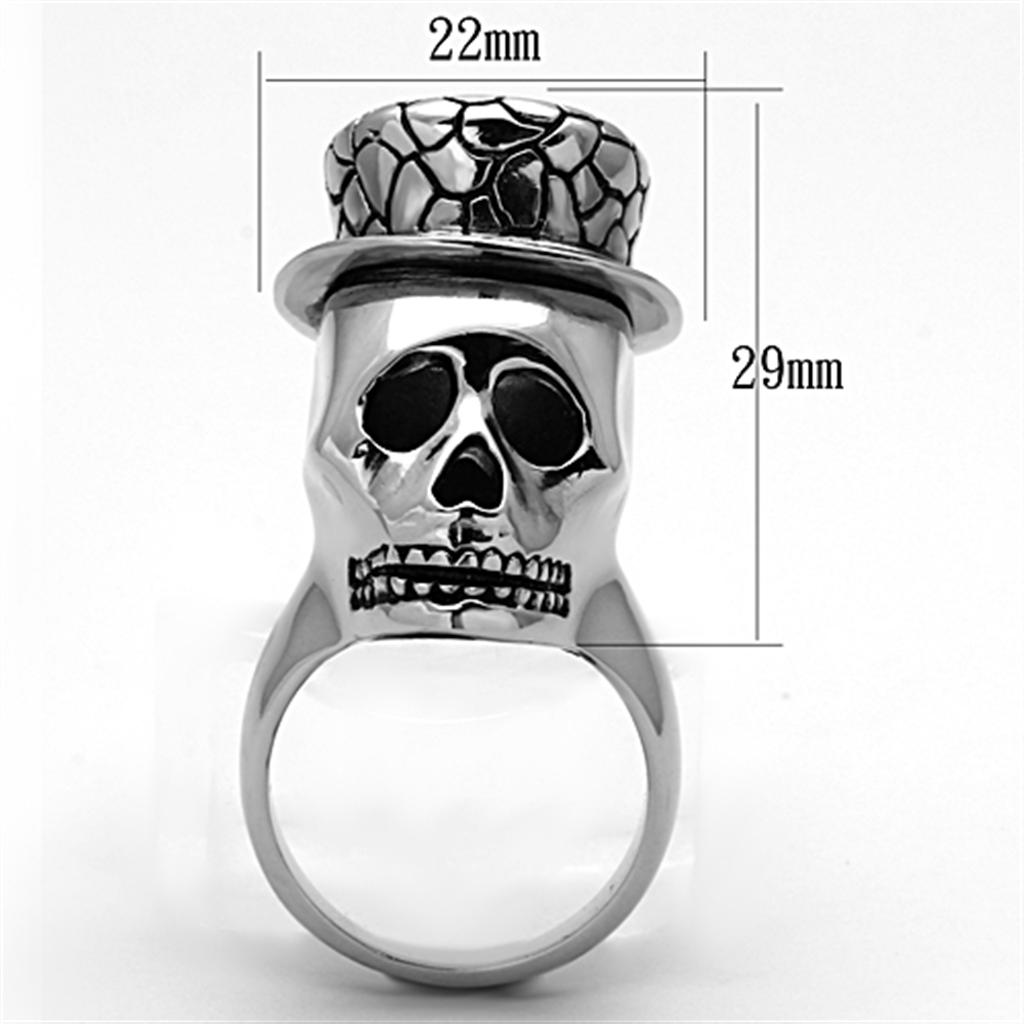 Skull with top hat - High polished (no plating) Stainless Steel Ring with Epoxy Angelwarriorfitness.com