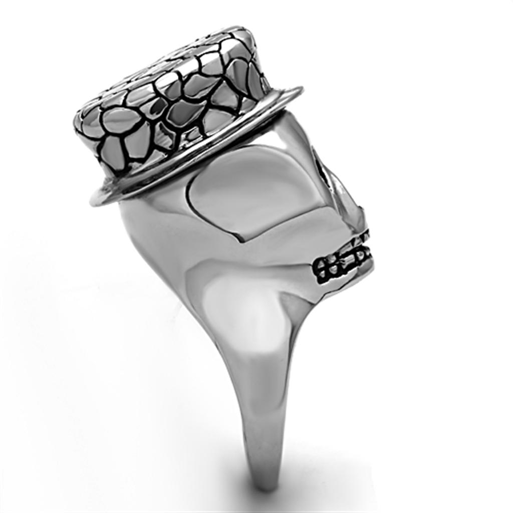 Skull with top hat - High polished (no plating) Stainless Steel Ring with Epoxy Angelwarriorfitness.com