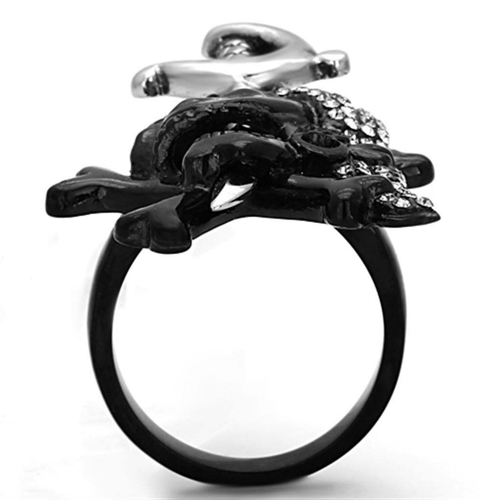 Pirate &Sword  Black Stainless Steel Ring with Top Grade Crystal Angelwarriorfitness.com