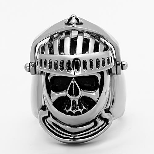 Skull in helmet  Steel Ring with No Stone Angelwarriorfitness.com