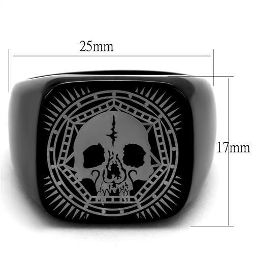 Flat black skull ring- IP Black(Ion Plating) Stainless Steel Ring with No Stone Angelwarriorfitness.com