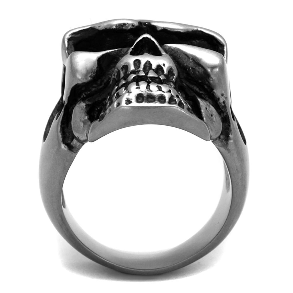 Antique Silver Stainless Steel Ring with Epoxy  in Jet Angelwarriorfitness.com