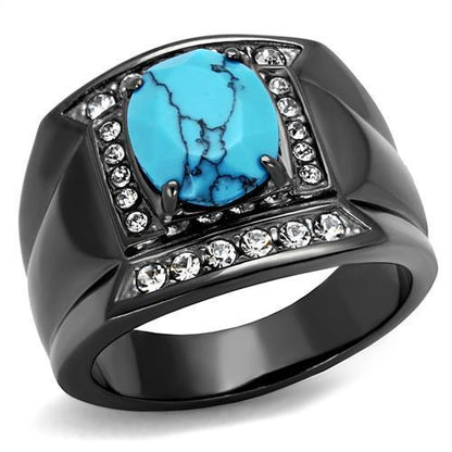 Men Stainless Steel Synthetic Turquoise Rings Angelwarriorfitness.com