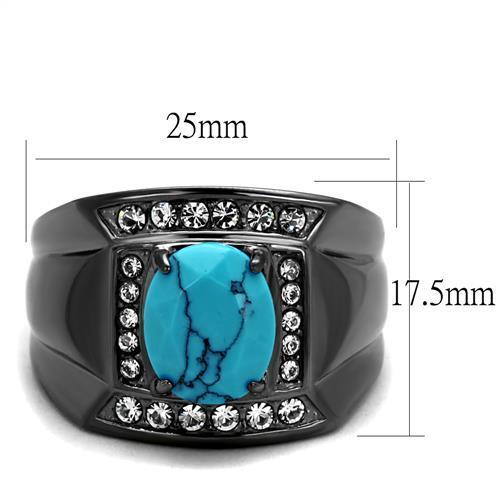 Men Stainless Steel Synthetic Turquoise Rings Angelwarriorfitness.com