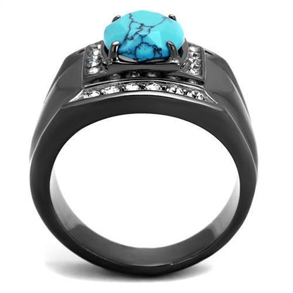 Men Stainless Steel Synthetic Turquoise Rings Angelwarriorfitness.com