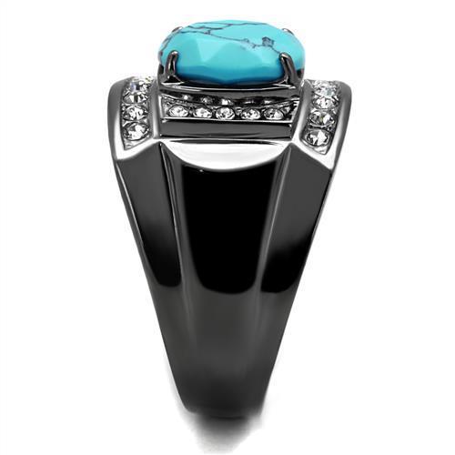 Men Stainless Steel Synthetic Turquoise Rings Angelwarriorfitness.com