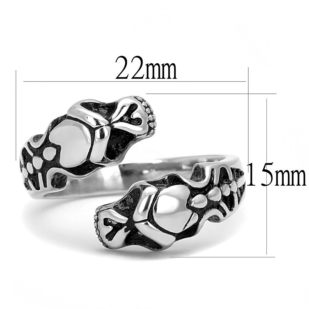 Two skull wrap ring  - High polished (no plating) Stainless Steel Ring with Epoxy Angelwarriorfitness.com