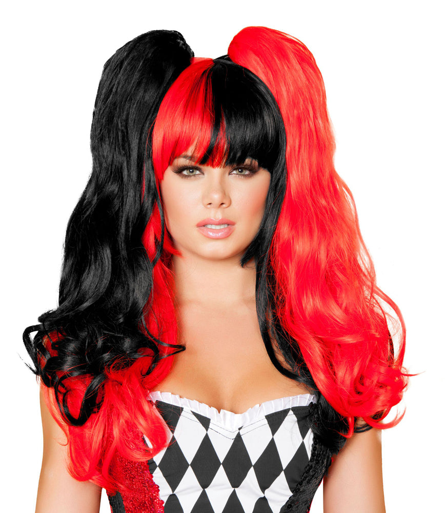 Black and Red Jester Hottie Wig Costume Accessory Angelwarriorfitness.com