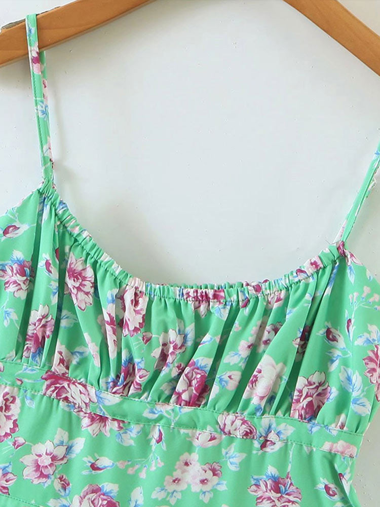 Floral Print Slip Dress Summer Casual Spaghetti Strap Boho Mini Dress Angelwarriorfitness.com