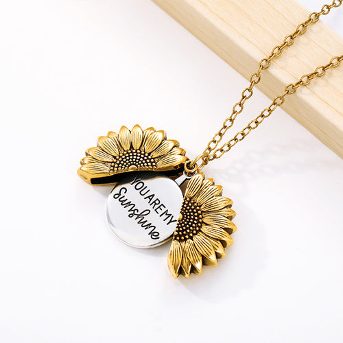 You Are My Sunshine Necklaces gold Sunflower Pendant Angelwarriorfitness.com