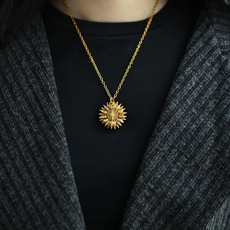 You Are My Sunshine Necklaces gold Sunflower Pendant Angelwarriorfitness.com