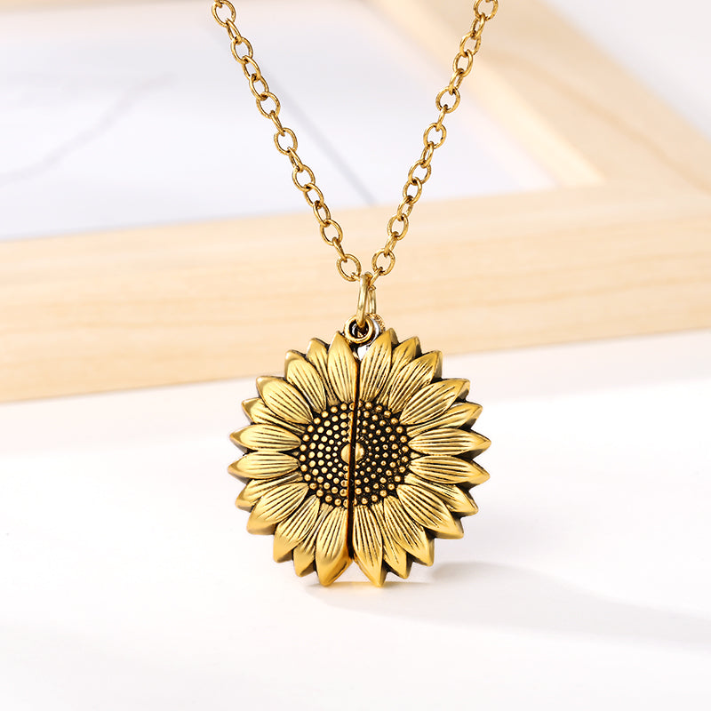 You Are My Sunshine Necklaces gold Sunflower Pendant Angelwarriorfitness.com