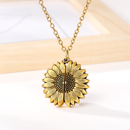 You Are My Sunshine Necklaces gold Sunflower Pendant Angelwarriorfitness.com