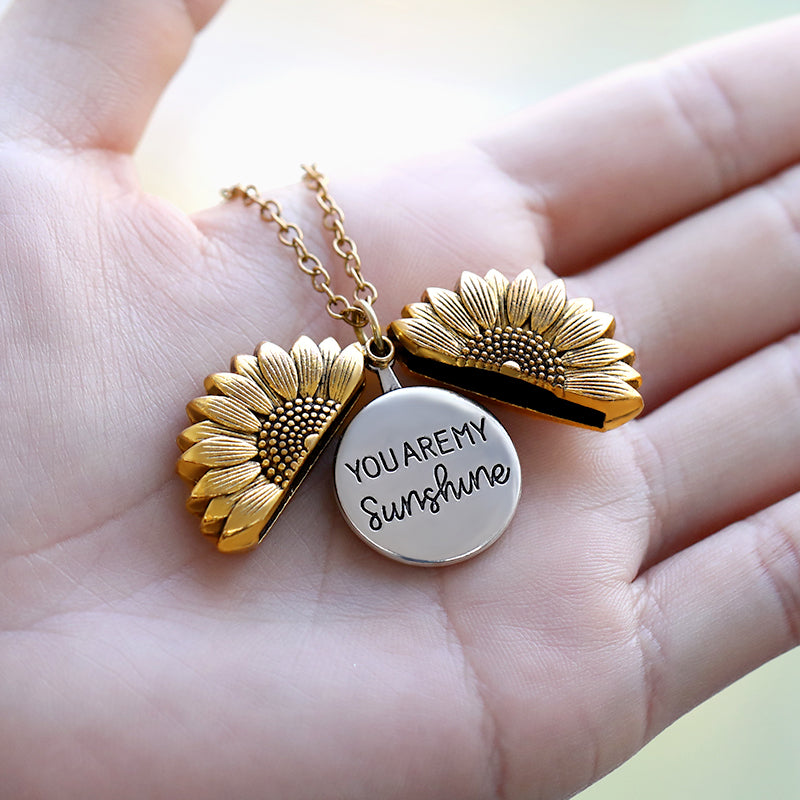 You Are My Sunshine Necklaces gold Sunflower Pendant Angelwarriorfitness.com