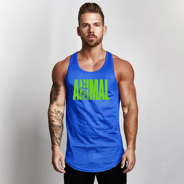 Fitness Men Shirt Slim Fit Vests Mesh Singlets Muscle Tops Angelwarriorfitness.com